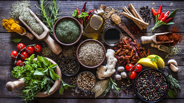 variety of spices and aromatics