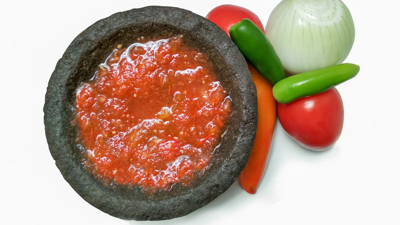 bowl of red hot sauce