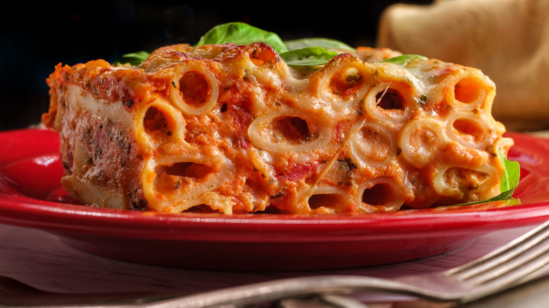 Baked ziti on a plate