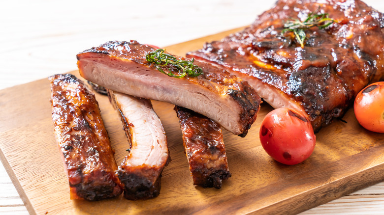 ribs on a cutting board