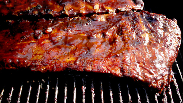 ribs cooking on grill