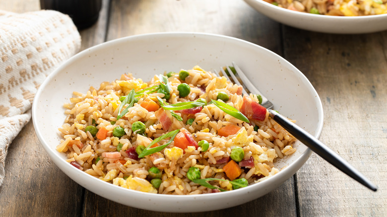 Fried rice in white bowl