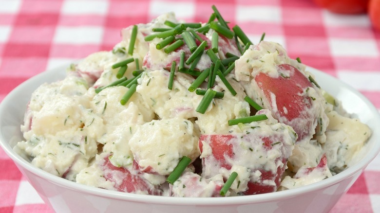 Bowl of red potato salad