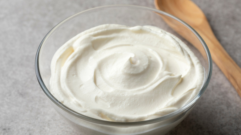 A bowl of creme fraiche