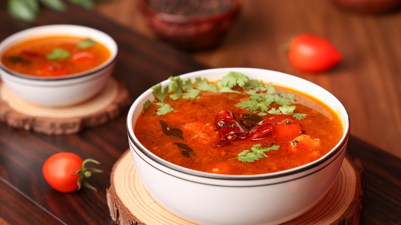 Bowls of tomato curry