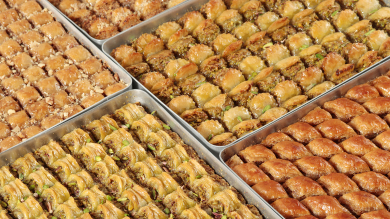 Various sheets of baklava 