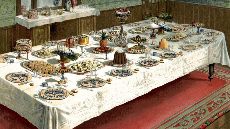 1800s dinner table setting 