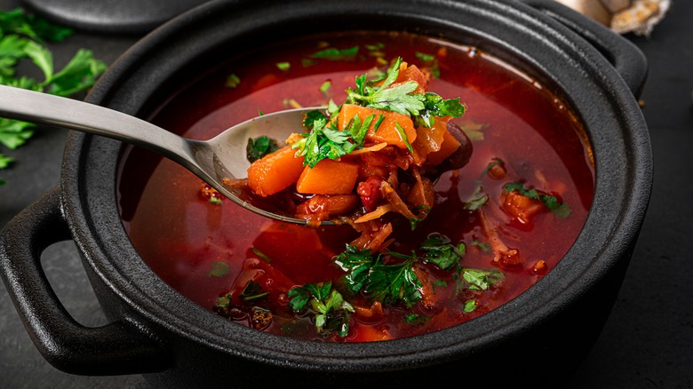 close up of borscht