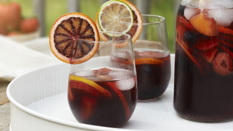 pitcher and glasses of sangria