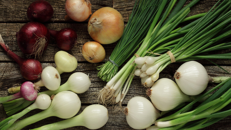 Assortment of different onions