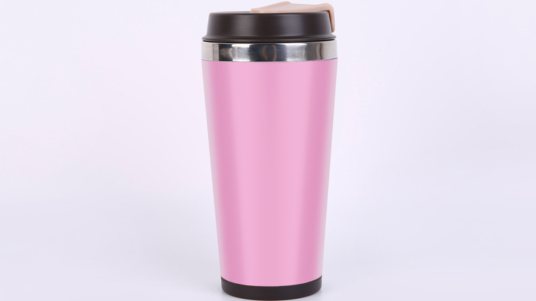 Pink travel mug