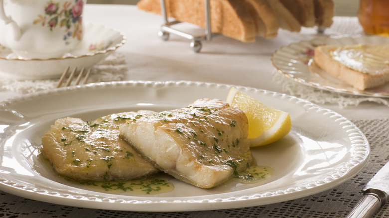 Smoked haddock on breakfast table