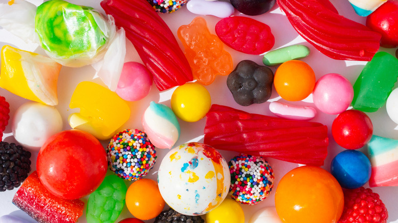 Mix of colorful rock candies