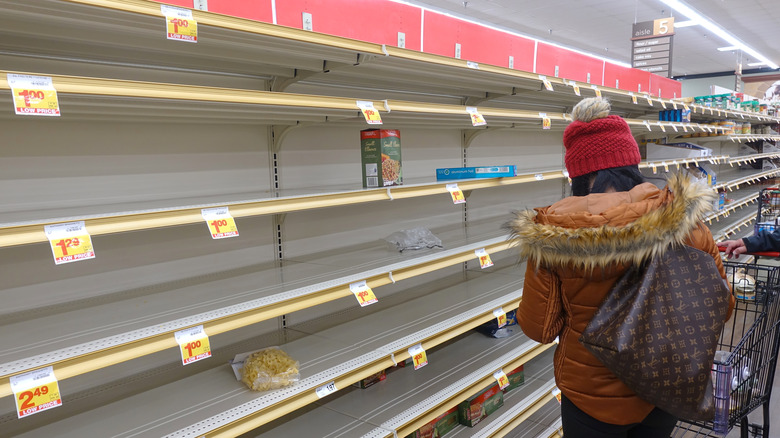 Empty grocery shelves 