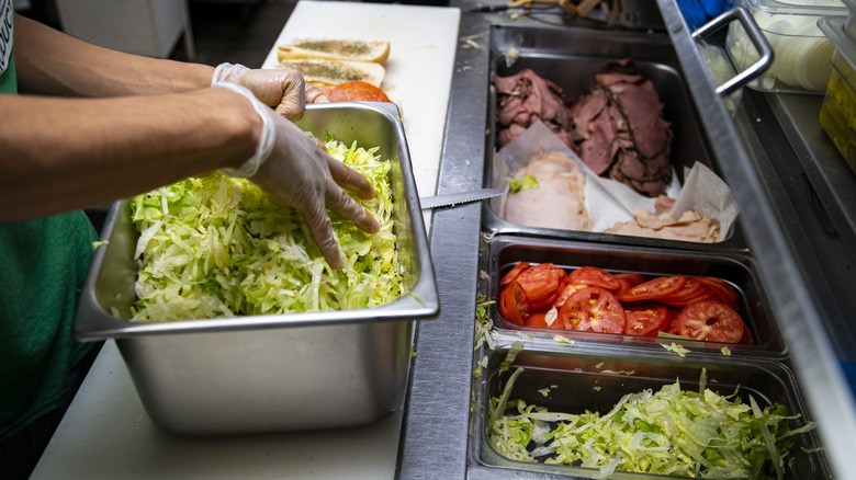 Lettuce being prepped at a restaurant