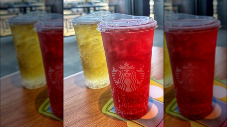 Starbucks energy red and yellow drinks