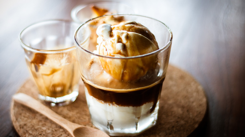 Ice cream in a glass of coffee