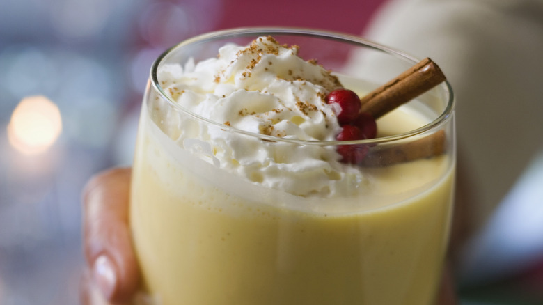 eggnog garnished with cream