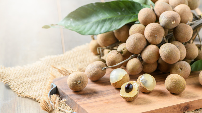 longan fruit on pink background