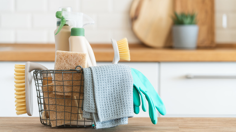 Cleaning caddy in the kitchen