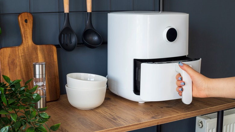 Hand opening air fryer