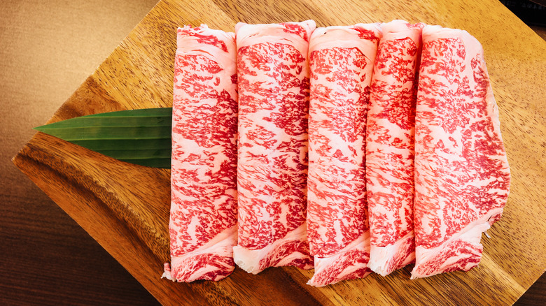 Japanese A5 wagyu beef slices