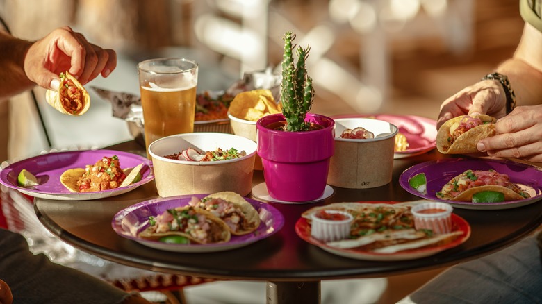 dining table with Mexican food