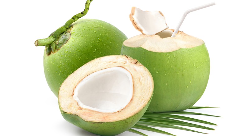 green coconut with straw