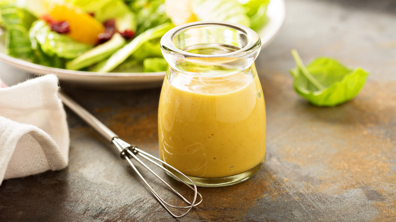 small jar of honey mustard dressing