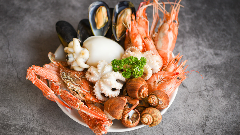 A variety of seafood in a bowl