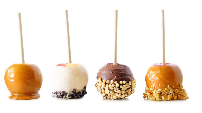 Candy apples with various toppings