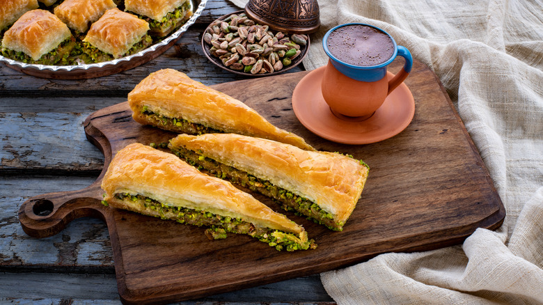 Turkish Baklava made with pistachios