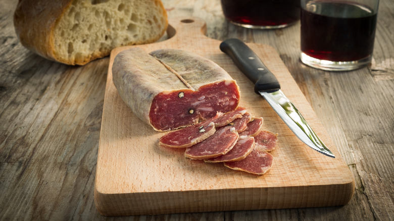 soppressata log with slices