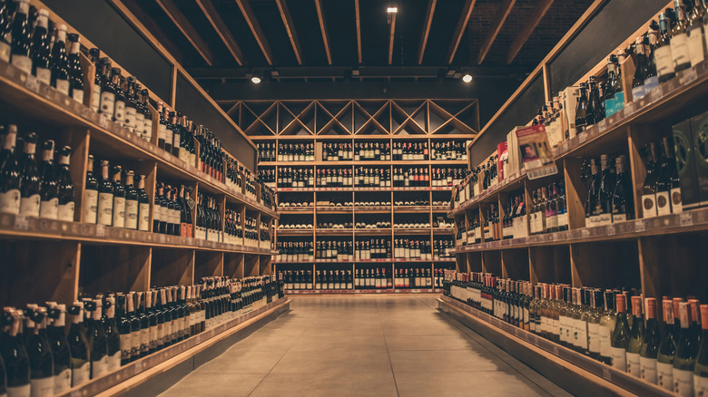 wine bottles in wine cellar