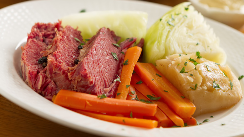 Classic corned beef and cabbage platter