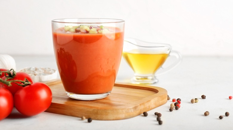 Gazpacho in clear glass