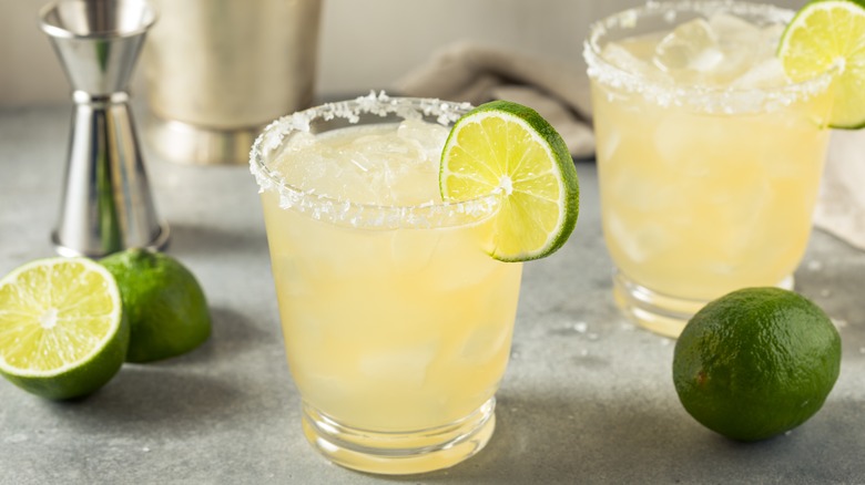 Two classic margarita cocktails