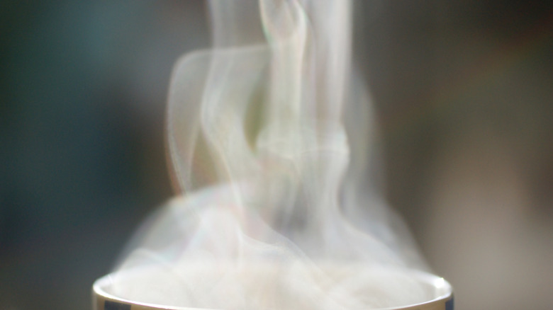 close-up of coffee steam