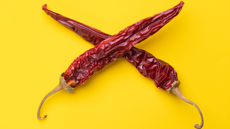 two dried red peppers