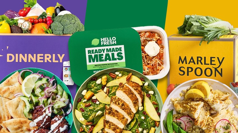 Composite image featuring various meal kits
