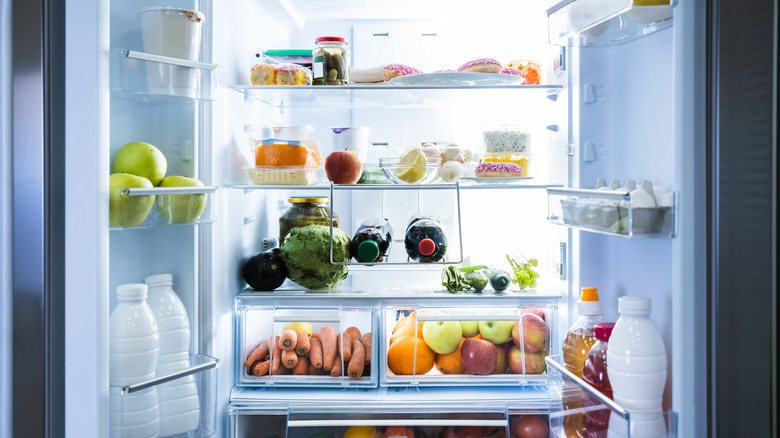 Inside a refrigerator