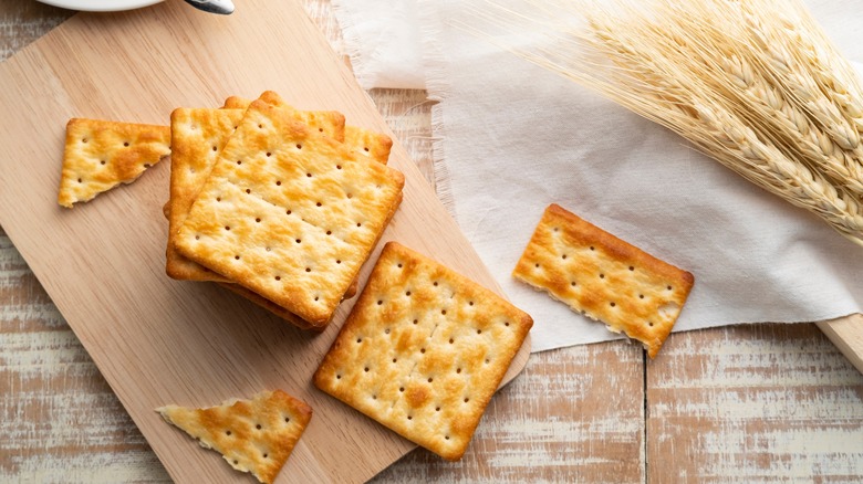 wheat and crackers on table