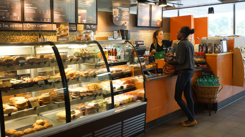 Customer at Starbucks, food