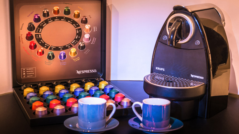 Nespresso machine with pods