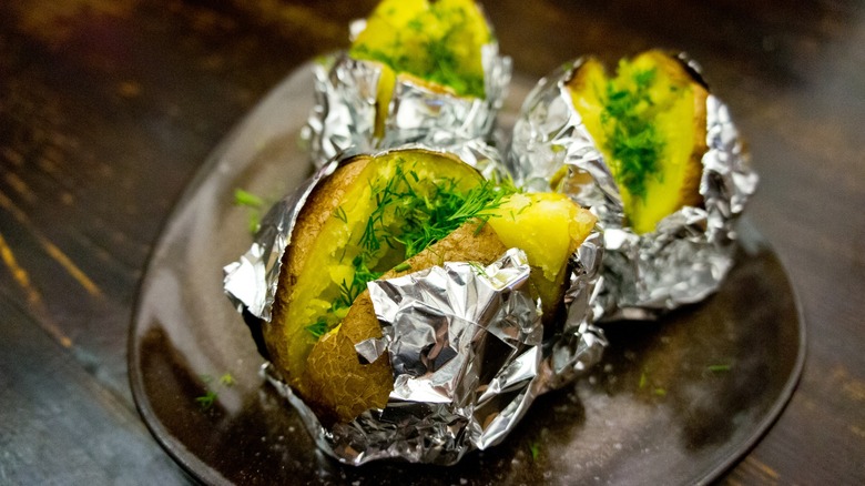 Grilled potatoes in foil 