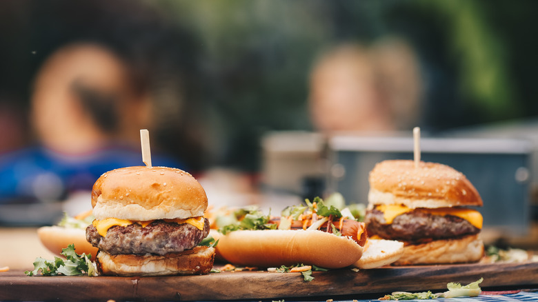 Grilled food on table