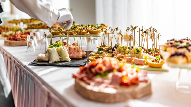 party appetizers on buffet table