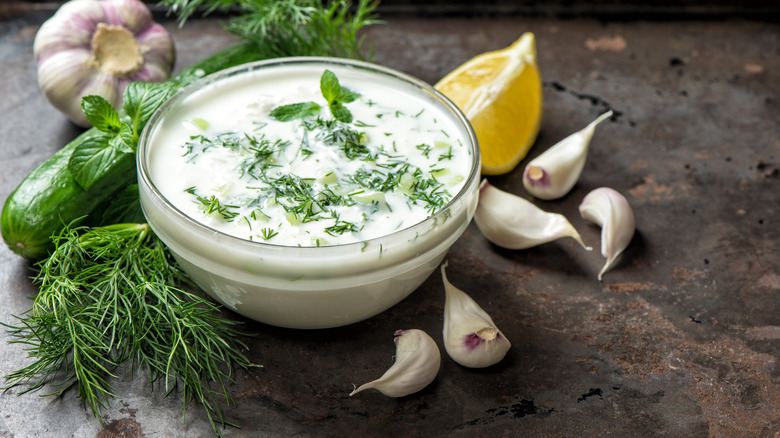 Dill weed in yogurt