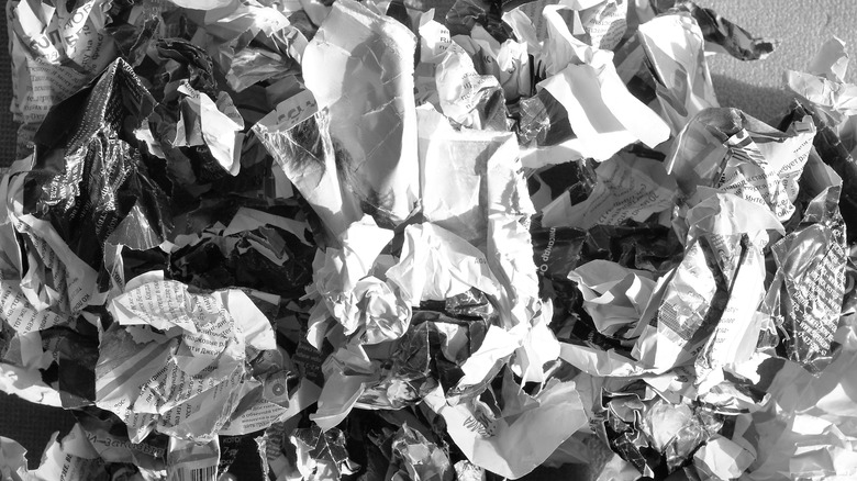 crumpled newspaper