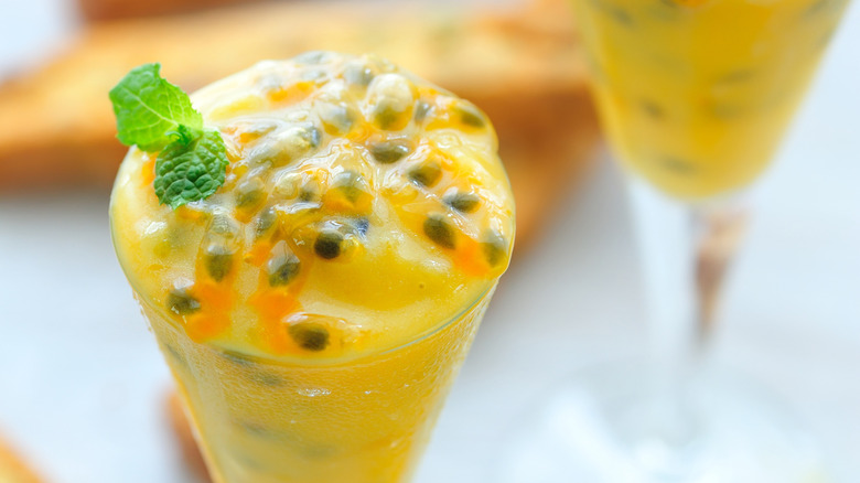 passion fruit curd in serving glass